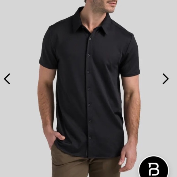 BYLT Sz XXL Button Shirt Black Premium Basics Executive Fit Short Sleeve Stretch - Picture 2 of 12